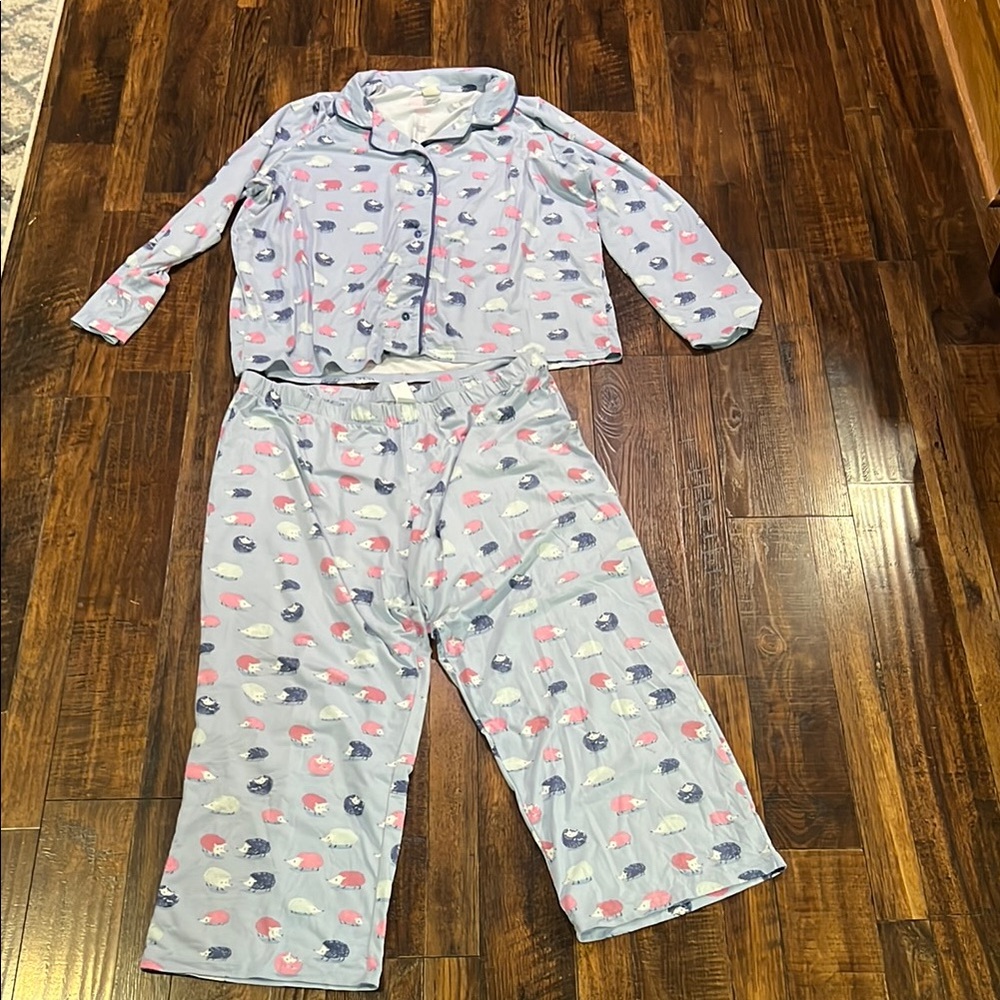 Nite Nite Munki Munki pink and blue hedgehogs pjs